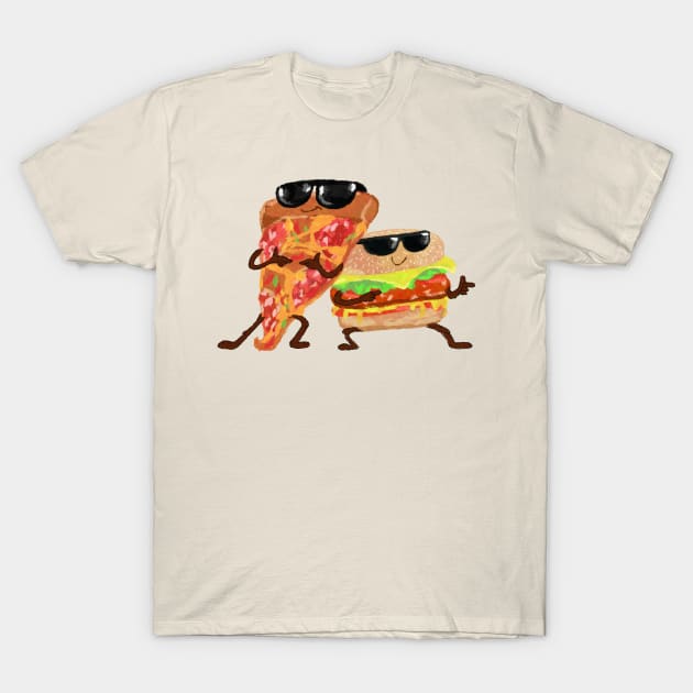 Pizzeman and Burgers T-Shirt by Aline Eg